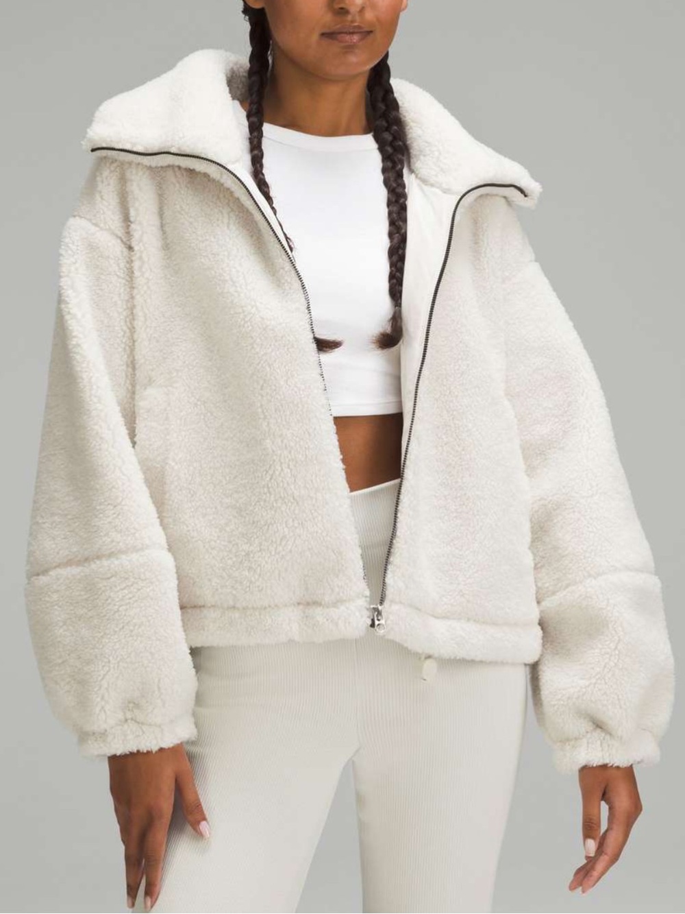 Lululemon Cinchable Fleece Zip-Up Jacket Bone Casual Athleisure Women’s Size 10
